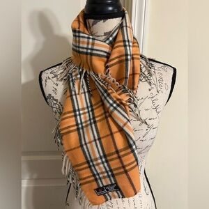 Fraas Orange and Black Plaid Scarf